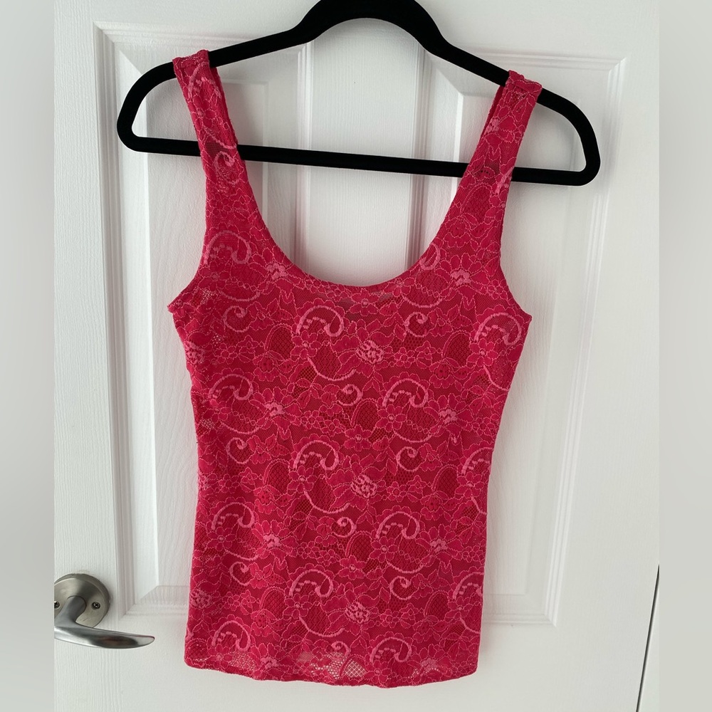 Aritzia Talula Pink Sheer Romantic Feminine Floral Lace Women Tank Top XS